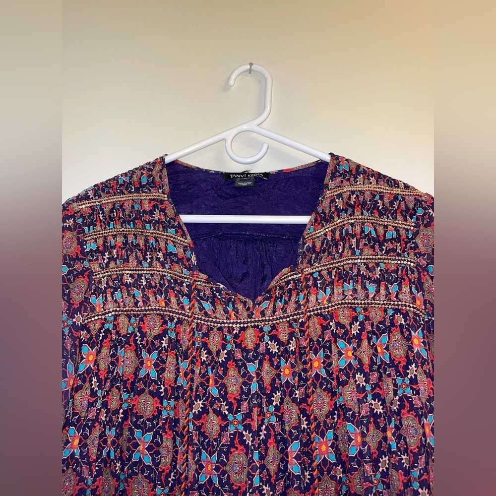 ANTHROPOLOGIE- Tanvi Kedia Corinna Tunic Dress Boho Beaded Tassel Mini - Picture 11 of 16